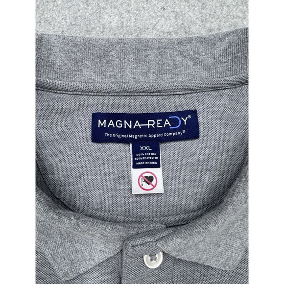 Magna Ready Shirt Mens XXL Gray Faux Polo Magnetic Buttons Adaptive Apparel - Picture 4 of 12